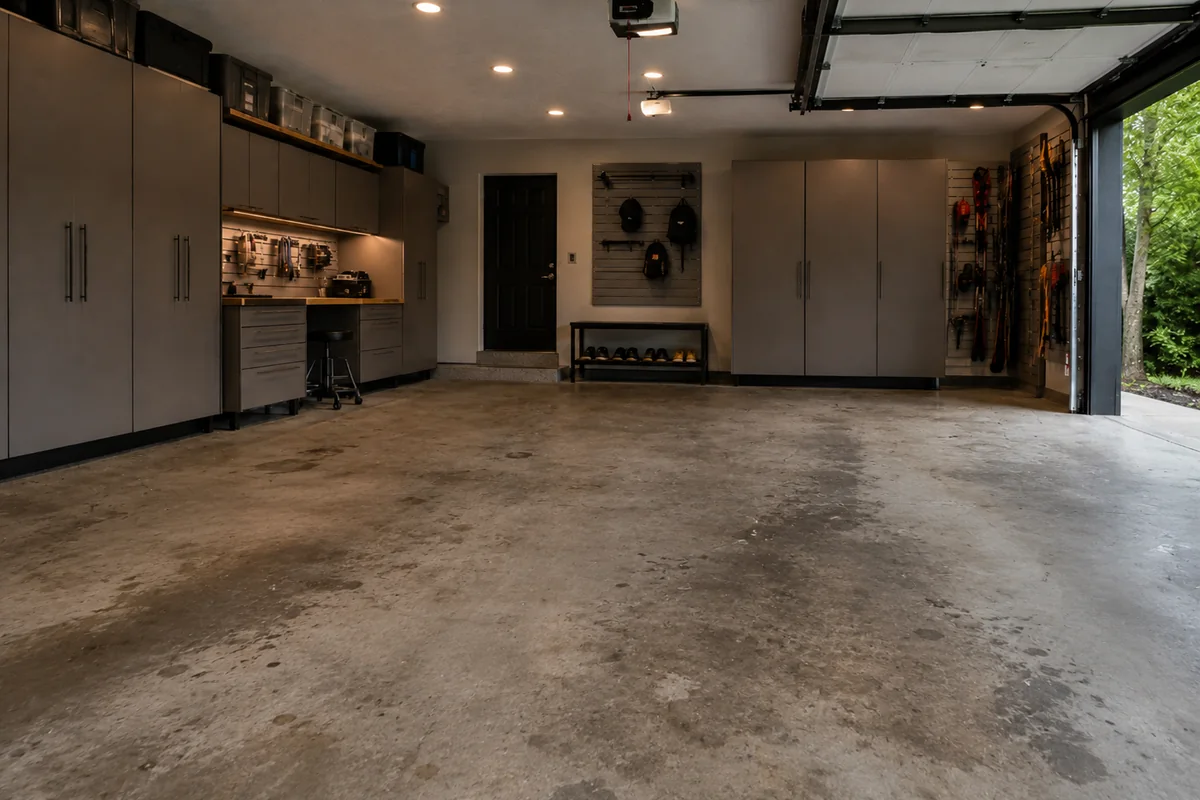 Garage floor before coating
